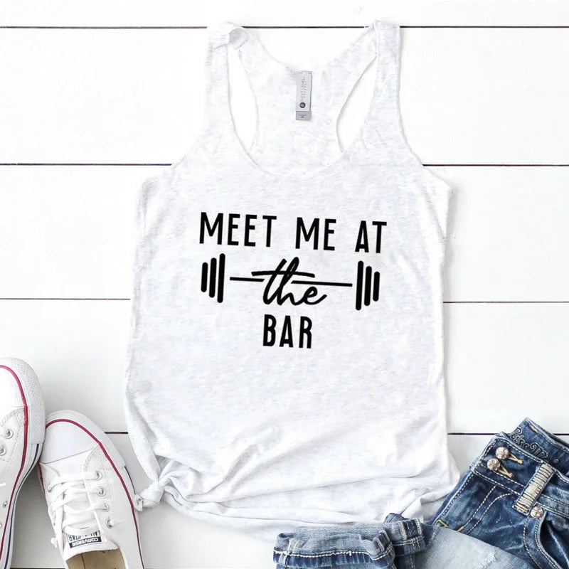 "Meet Me at the Bar" Women's Racerback Workout Tank