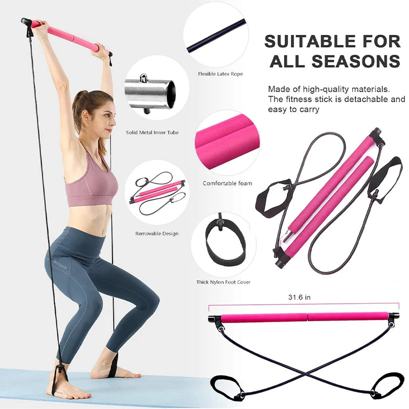 Multifunctional Pilates Bar Fitness Yoga Elastic Rope